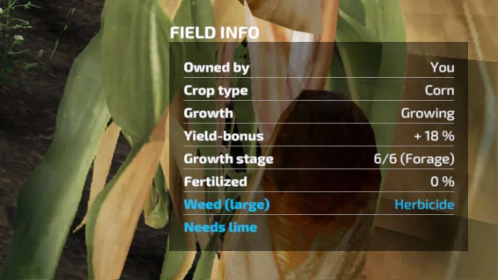 Field info. Crop growth. Стадии роста травы в ФС 22. Crop growth Phosphor.