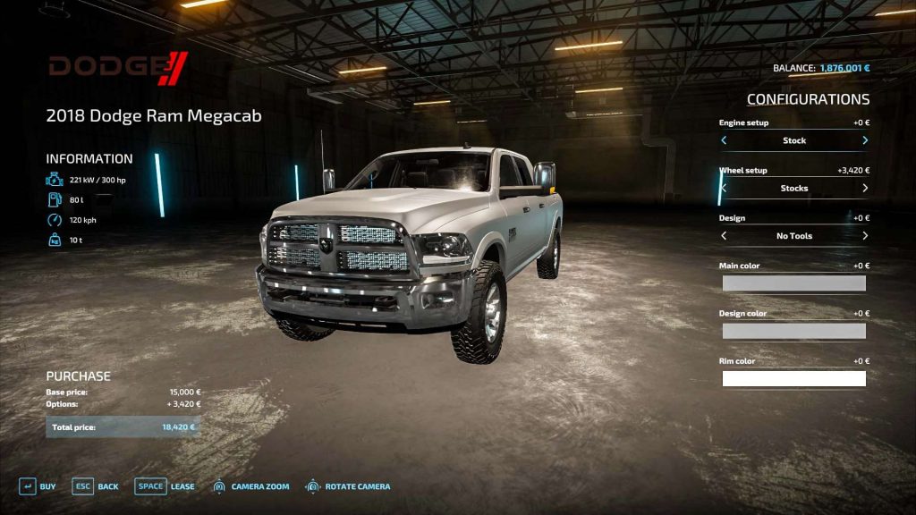 Dodge Ram 2500 2018 V1.0.0.0 - FS25 / FS22 Mod