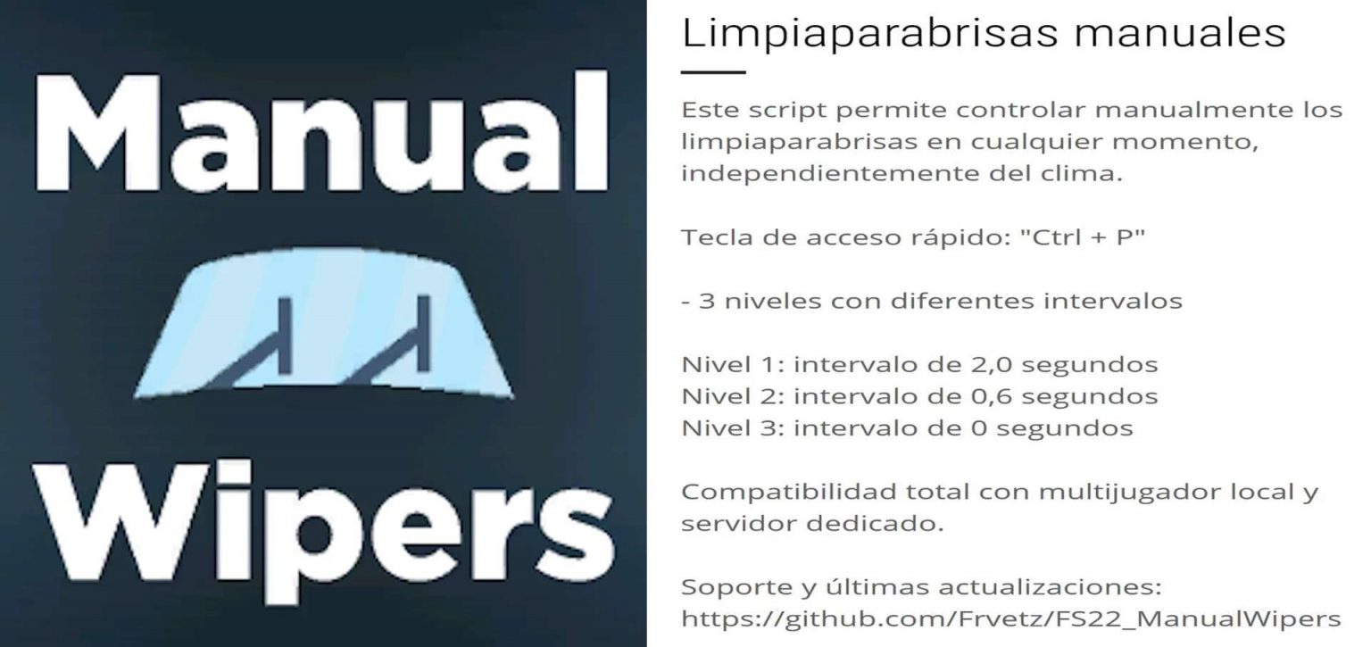 Manual Wipers VERSION EN ESPANOL v1.0.0.1 FS22 Mod