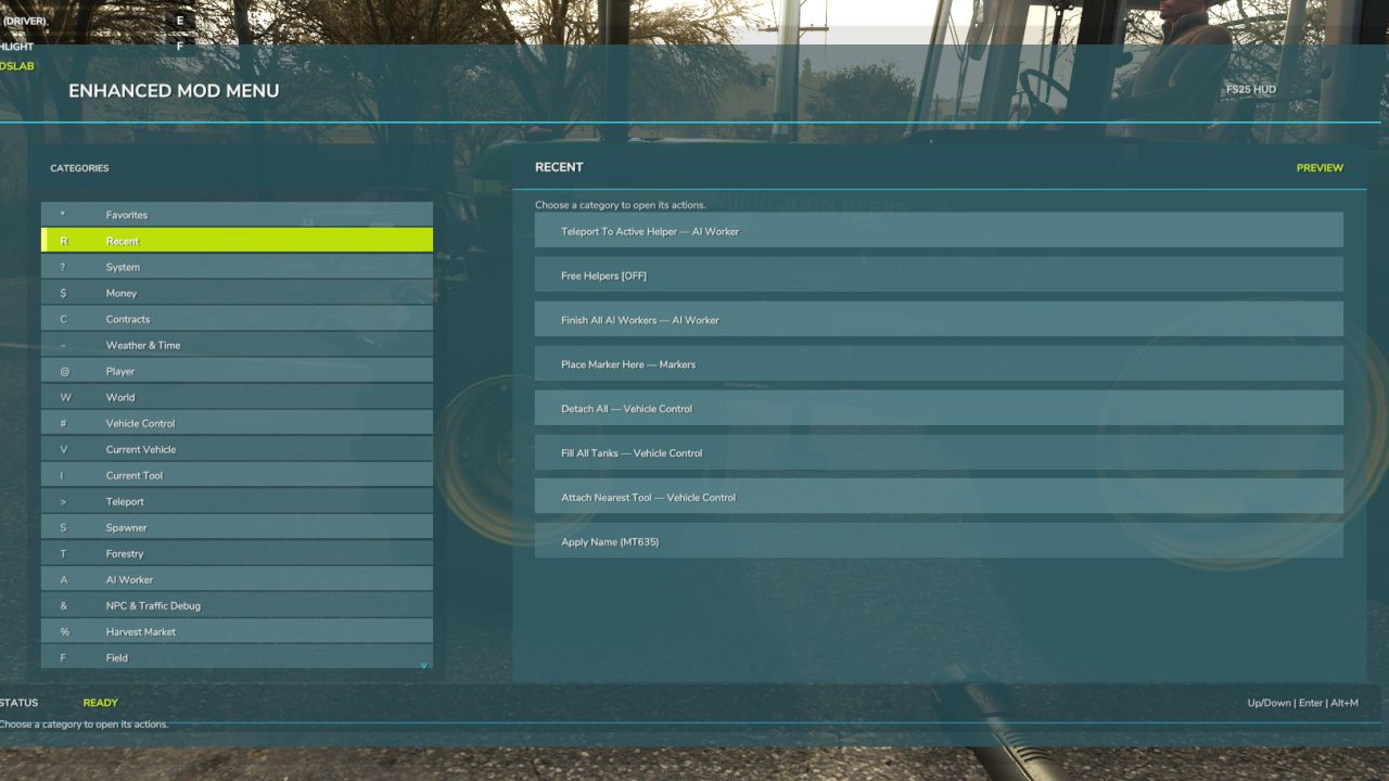 Enhanced Mod / Cheat Menu V1.9.0.0 - FS25 / FS22 Mod
